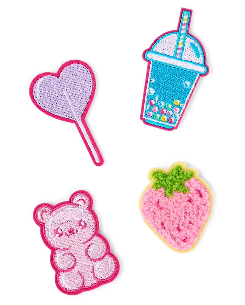 Lot de 4 écussons brodés sur le thème de la nourriture pour filles