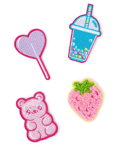 Lot de 4 écussons brodés sur le thème de la nourriture pour filles