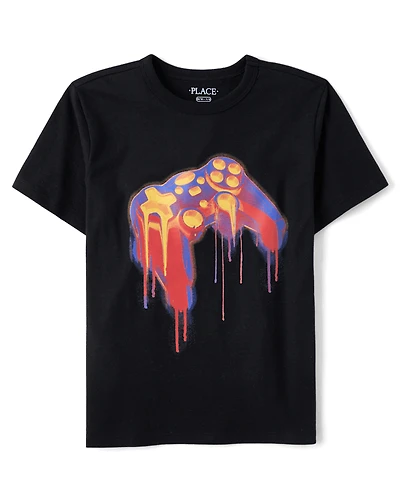 Boys Video Game Controller Drip Graphic Tee