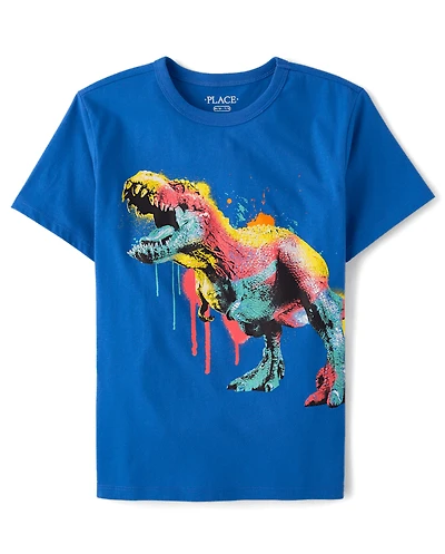 Boys Dino Paint Splatter Graphic Tee