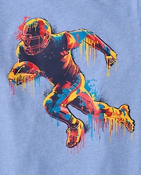 Boys Football Player Drip Graphic Tee