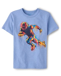 Boys Football Player Drip Graphic Tee