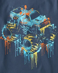 Boys Monster Truck Drip Graphic Tee