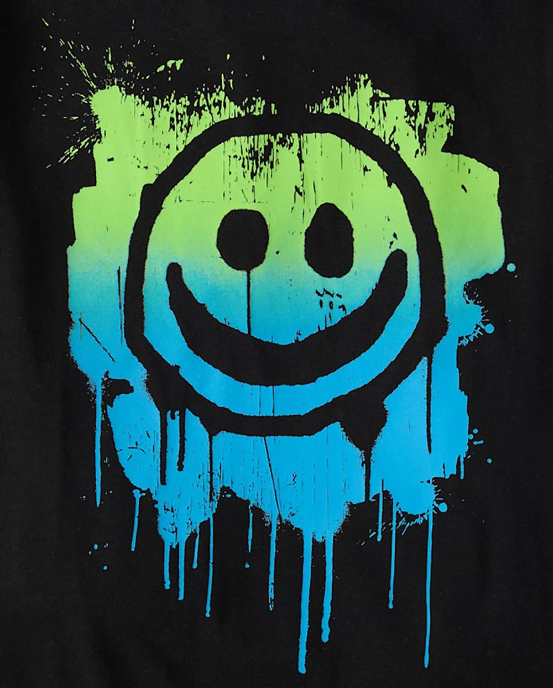 Boys Graffiti Happy Face Graphic Tee