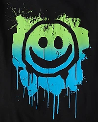 Boys Graffiti Happy Face Graphic Tee