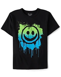 Boys Graffiti Happy Face Graphic Tee