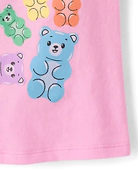 T-shirt graphique ourson bonbon pour bébés et petites filles