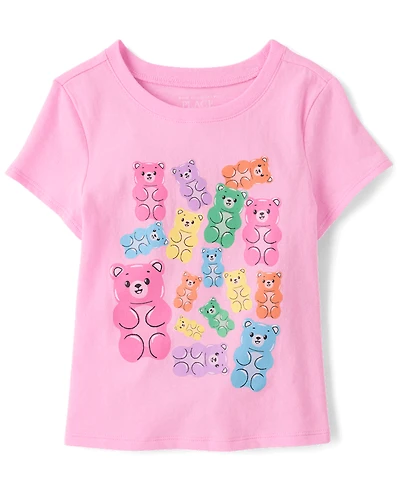 T-shirt graphique ourson bonbon pour bébés et petites filles