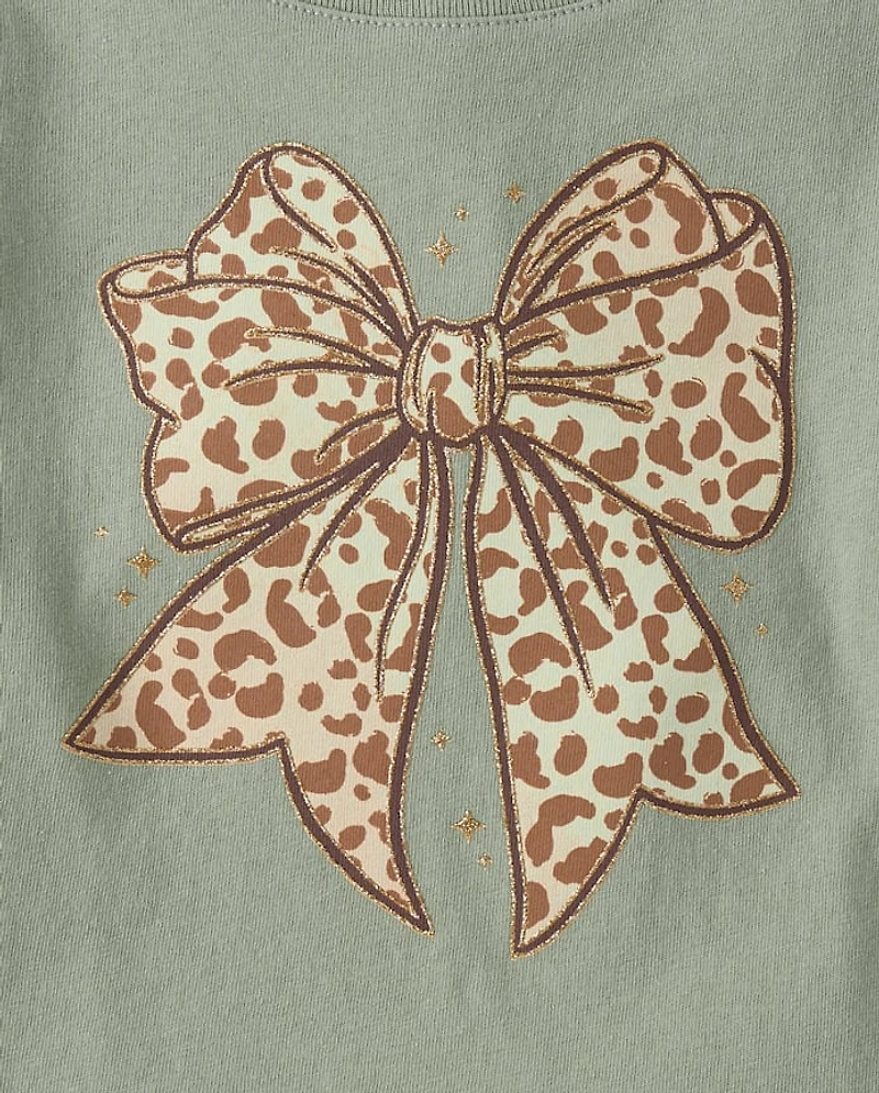Baby And Toddler Girls Leopard Bow Graphic Tee