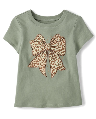 Baby And Toddler Girls Leopard Bow Graphic Tee