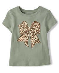 Baby And Toddler Girls Leopard Bow Graphic Tee