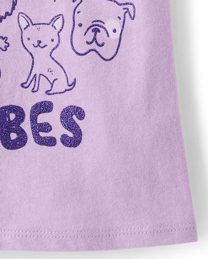 T-shirt graphique « Pawsitive Vibes » pour bébés et petites filles