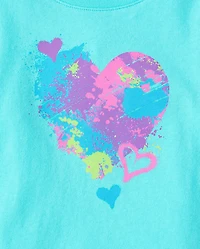 Baby And Toddler Girls Paint Splatter Heart Graphic Tee