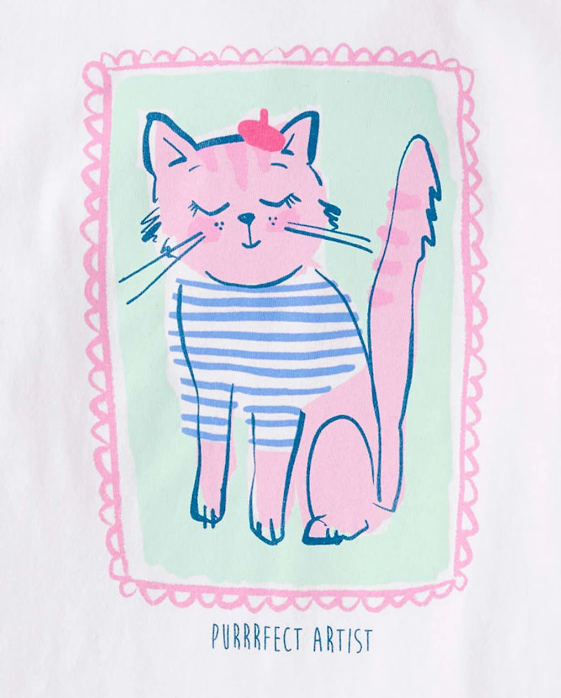 Girls Cat Graphic Tee