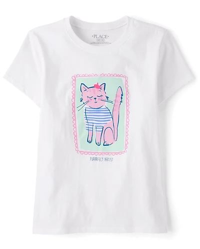 Girls Cat Graphic Tee