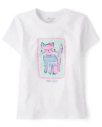 Girls Cat Graphic Tee