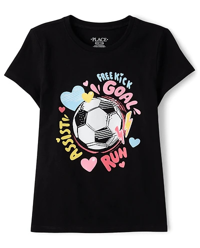 Girls Soccer Ball Graphic Tee