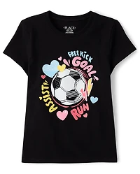 Girls Soccer Ball Graphic Tee