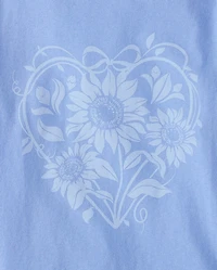 Girls Floral Heart Graphic Tee