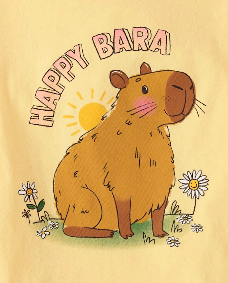 Girls Happy Capybara Graphic Tee