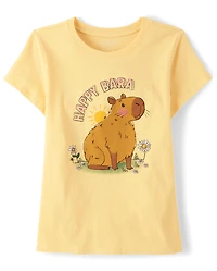 Girls Happy Capybara Graphic Tee