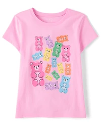 Girls Candy Bear Graphic Tee
