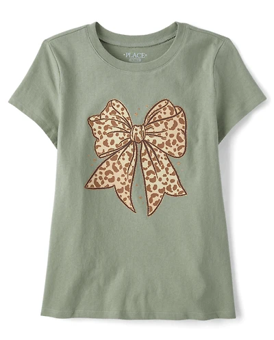 T-shirt graphique à nœud léopard pour filles