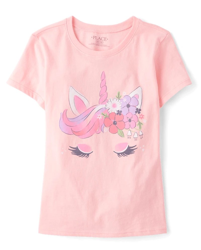 T-shirt graphique licorne pour filles