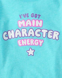 Baby And Toddler Girls Main Character Energy Graphic Tee