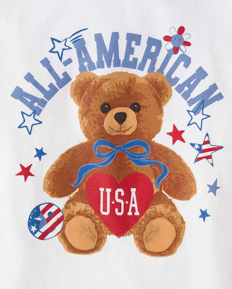 Girls Americana Bear Graphic Tee