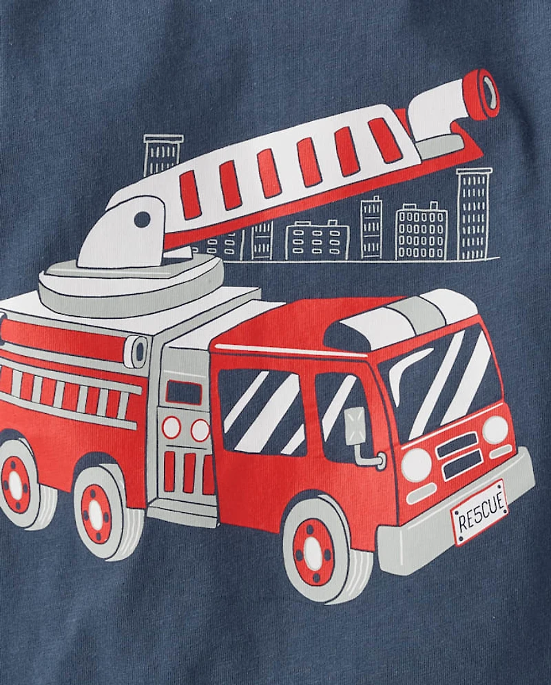 Baby And Toddler Boys Fire Truck Graphic Tee