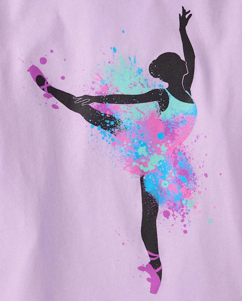 Girls Paint Splatter Ballerina Graphic Tee