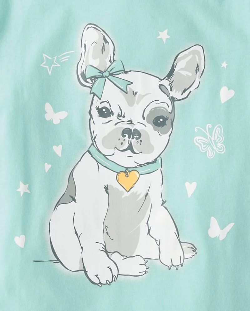 Girls Dog Butterfly Graphic Tee