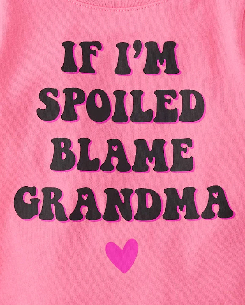 Baby And Toddler Girls Blame Grandma Graphic Tee