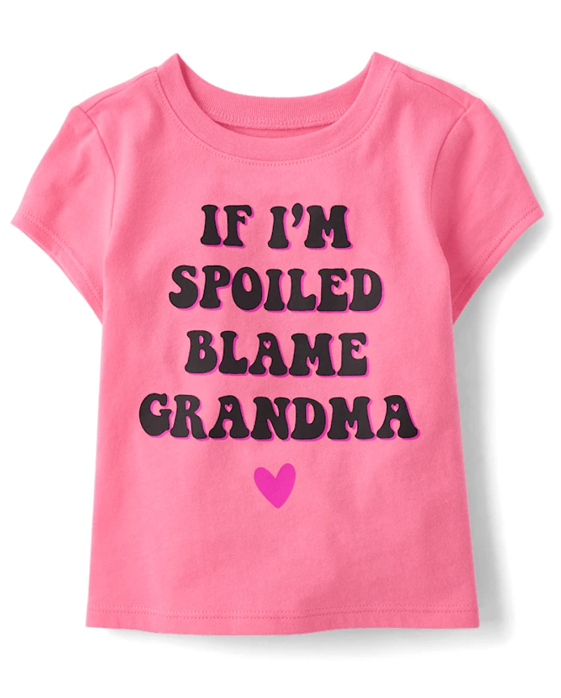 Baby And Toddler Girls Blame Grandma Graphic Tee
