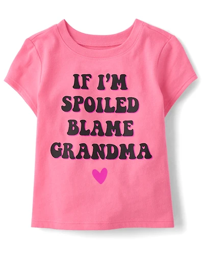 Baby And Toddler Girls Blame Grandma Graphic Tee