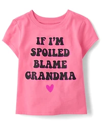 Baby And Toddler Girls Blame Grandma Graphic Tee