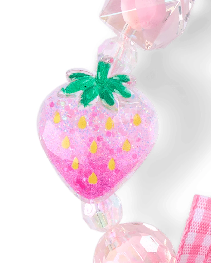 Girls Strawberry Beaded Bag Charm