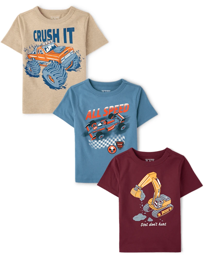 Baby And Toddler Boys Vehicle Graphic Tee 3-Pack