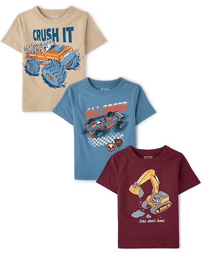 Baby And Toddler Boys Vehicle Graphic Tee 3-Pack
