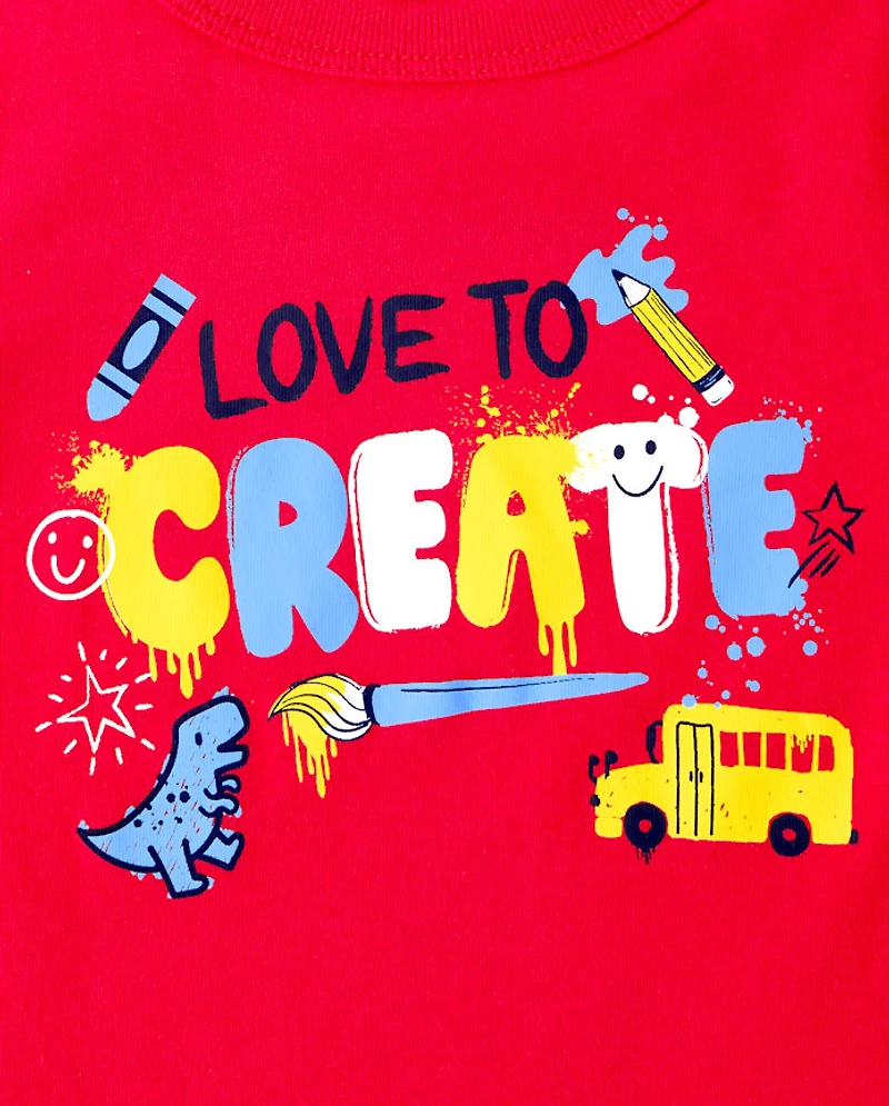 Baby And Toddler Boys School Love To Create Graphic Tee