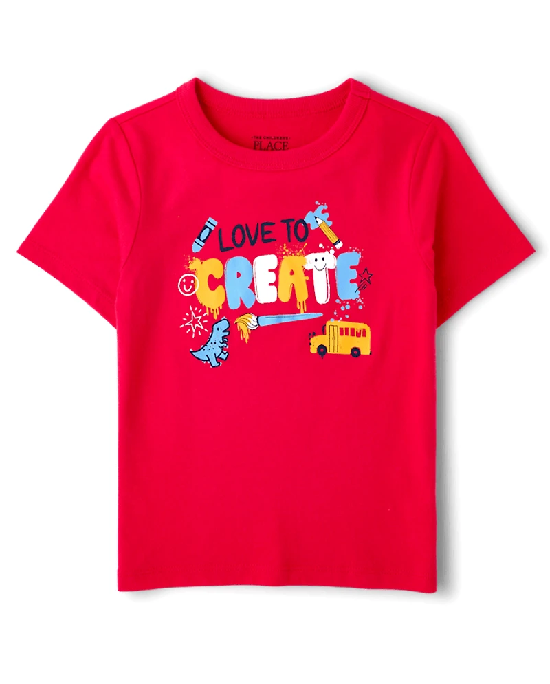Baby And Toddler Boys School Love To Create Graphic Tee