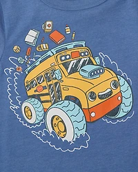 Baby And Toddler Boys School Monster Truck Graphic Tee