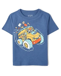 Baby And Toddler Boys School Monster Truck Graphic Tee