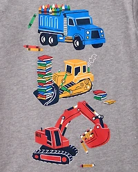 Baby And Toddler Boys School Construction Vehicle Graphic Tee