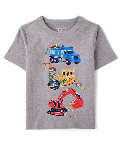 Baby And Toddler Boys School Construction Vehicle Graphic Tee