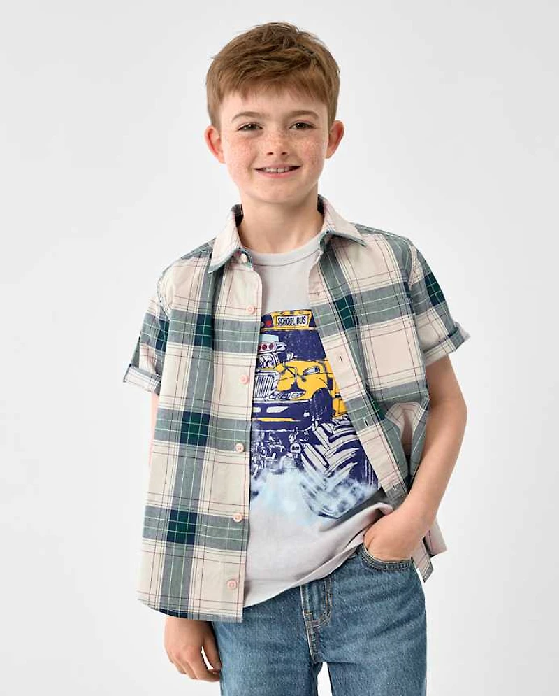 Boys School Bus Monster Truck Graphic Tee