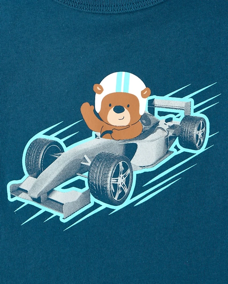 Baby And Toddler Boys Bear Racecar Graphic Tee