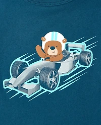 Baby And Toddler Boys Bear Racecar Graphic Tee