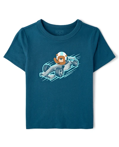 Baby And Toddler Boys Bear Racecar Graphic Tee